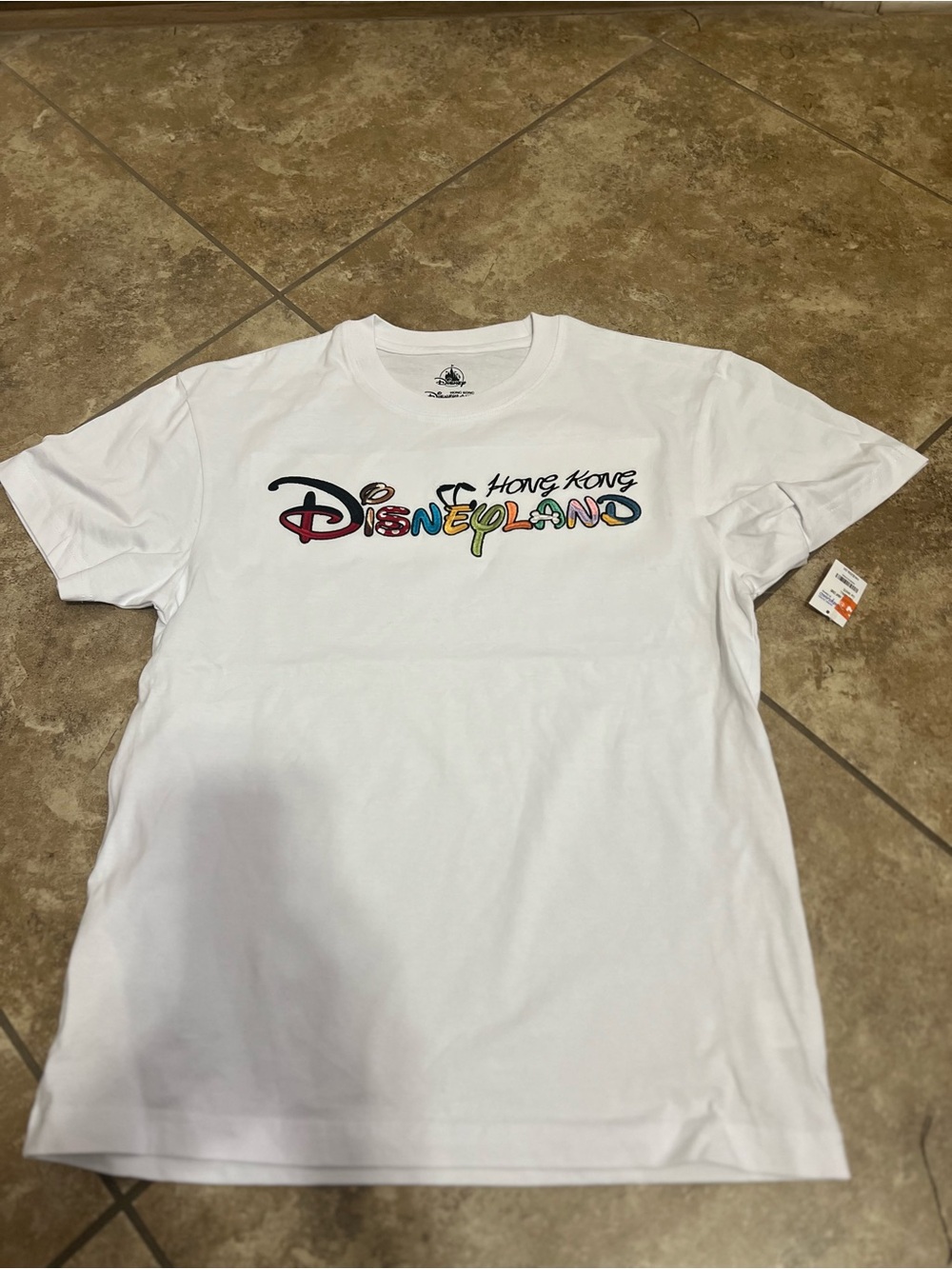 Disney White womens Short Sleeve T‑Shirt with Multicolor Disneyland Logo